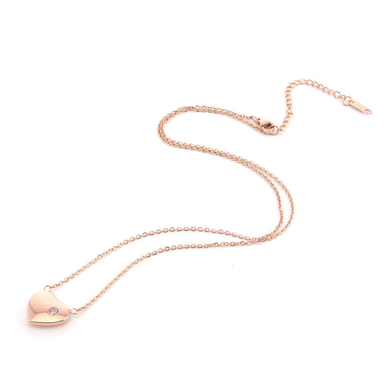 Wholesale Valentine's Day Rose Gold Titanium Steel Heart Necklace
